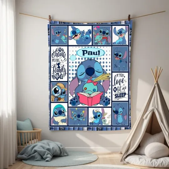 Discover Personalized Stitch Blanket, Lilo Stitch Birthday Gifts Fleece Blanket