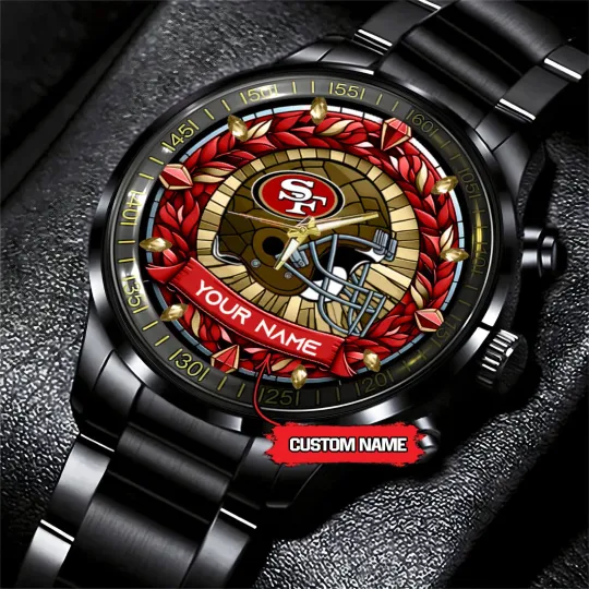 Discover 49-ers Personalized Black Stainless Steel Watch Gift For Fan
