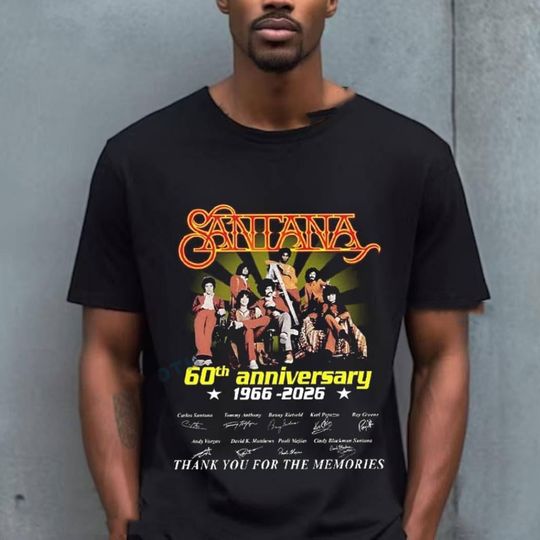 Discover Santana 60th Anniversary 1966-2026 T Shirt Vintage Santana Band Tee Classic Rock Shirt Thank You Hoodie