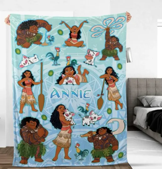 Discover Personalized Disney Princess Moana Fleece Blanket