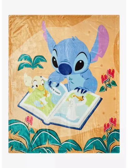 Discover Disney Lilo & Stitch Reading Book Cozy Fleece Blanket