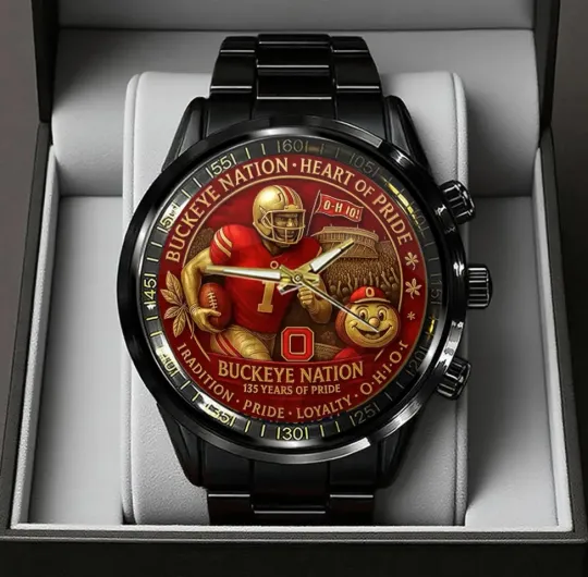 Discover Ohio State Buckeye Football Black Stainless Steel Watch