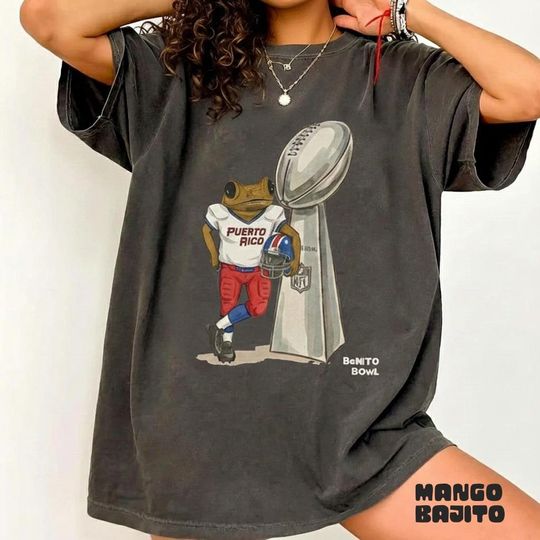 Discover Benito Bowl Super Bowl Halftime Tee | Puerto Rico Coqu Frog Football Shirt | Bad Bunny Fan Merch