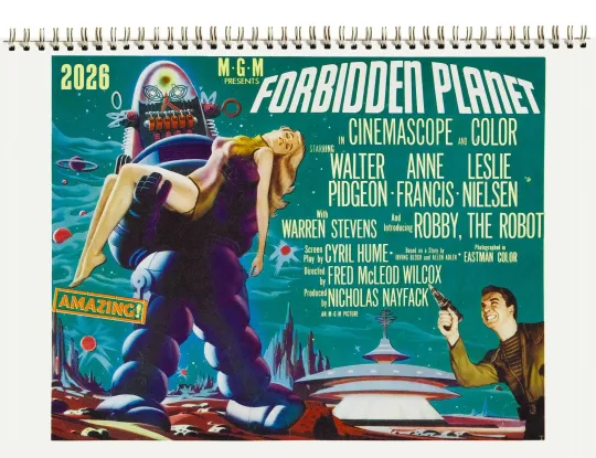 Discover 2026 Wall Calendar [8"x12"] FORBIDDEN PLANET SciFi Robots Movie Stills Photo