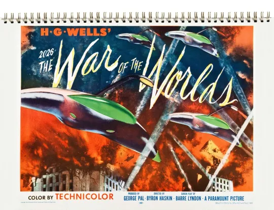 Discover 2026 Wall Calendar [8"x12"] THE WAR OF THE WORLDS SciFi Movie Stills Photo