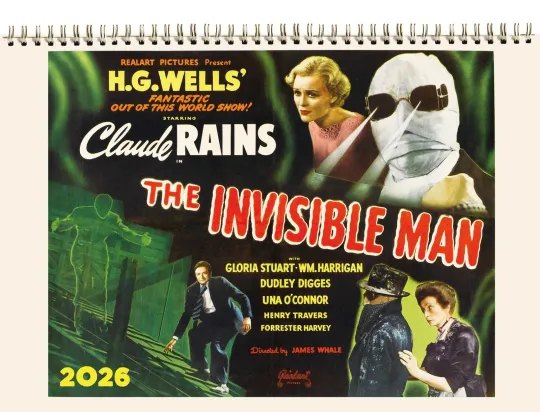 Discover 2026 Wall Calendar [8"x12"] INVISIBLE MAN SciFi Movie Stills Photo