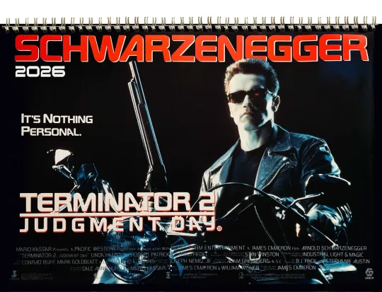 Discover 2026 Wall Calendar [8"x12"] TERMINATOR II Stills Photo Arnold Schwarzenegger