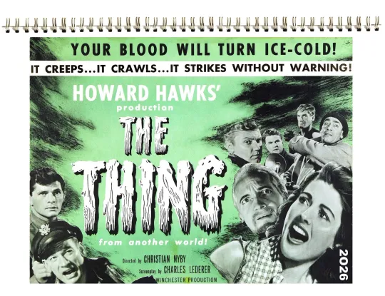 Discover 2026 Wall Calendar [8"x12"] THE THING FROM ANOTHER WORLD Movie Stills Photo