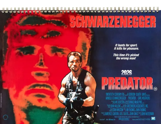 Discover 2026 Wall Calendar [8"x12"] PREDATOR Movie Stills Photo Arnold Schwarzenegger