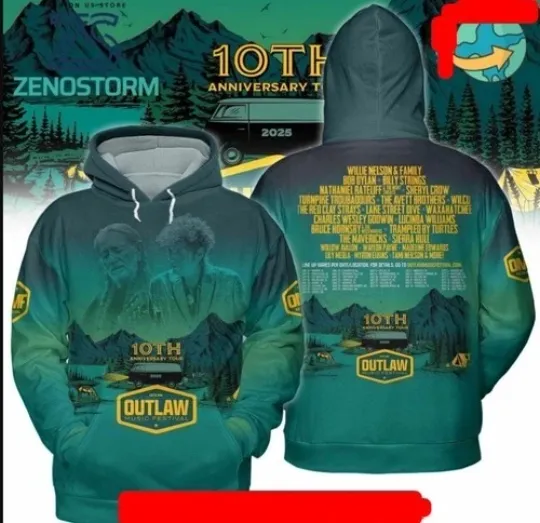 Outlaw Music Festival Tour 2025 Hoodie 3D, hot 3d gift for fan, all printed 3D