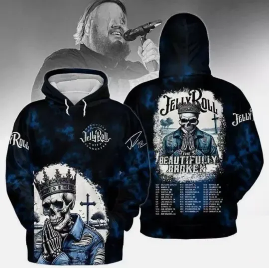 Hoodie 3D Music Lover Jelly Roll The Beautifully Broken Tour In 2024,