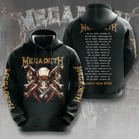 Discover Megadeth Heavy Metal Rock Band World Tour 2025 3D Hoodie U1R32