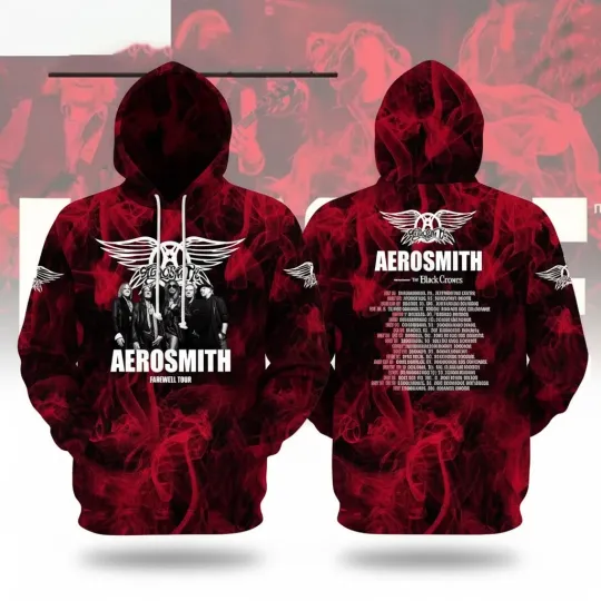 Discover Aerosmith Tour 2024 2025 Hoodie Peace Out Farewell Tour 3D AOP