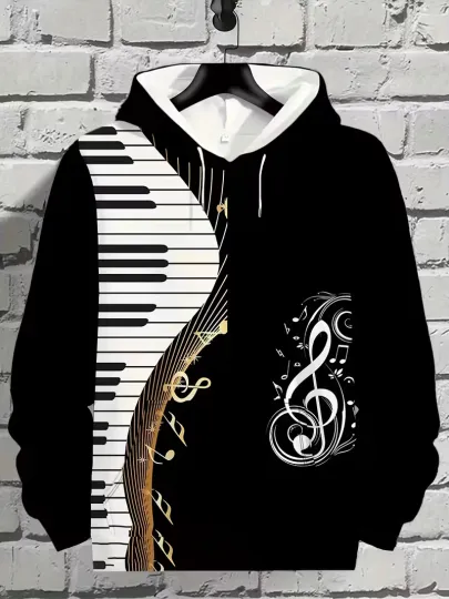 Discover 3D Print Geometric Music Note & Treble Clef 3D All Over Print Hoodie