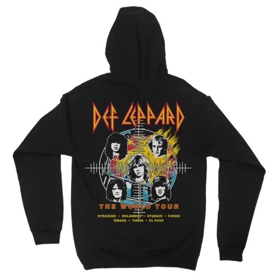 New Def Leppard The World Tour Hoodie L Large 2023 OOP Front Back Sleeve Print