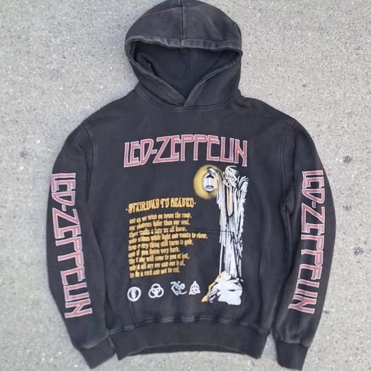 Discover Vintage LED ZPELIN Hoodie: Stairway to Heaven Graphic, Oversized Fit