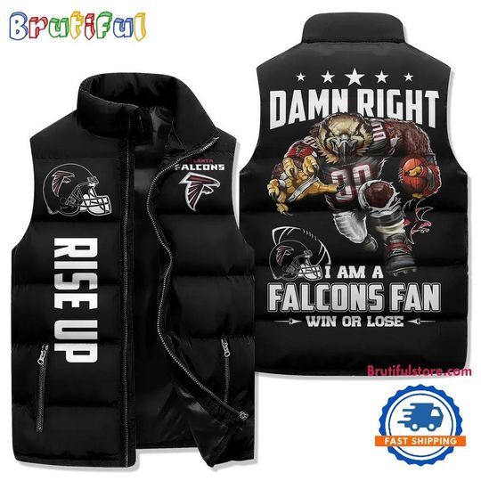 Atlanta Falcons Sporty Mascot Design Sleeveless Puffer Jacket