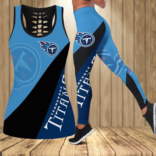 Tennessee Titans Hollow Tank Top Leggings, Women's Workout Set, Gift for Football Fan