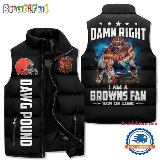 Cleveland Browns Sporty Mascot Design Sleeveless Puffer Jacket