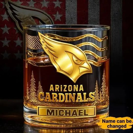 Print Arizonna Cardinals Golden Logo Whiskey Glass