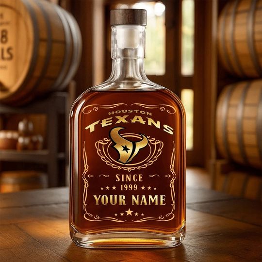 Houston Texans Whiskey Bottle Father’s Day, Gift For Dad, Grandpa, Football Lover
