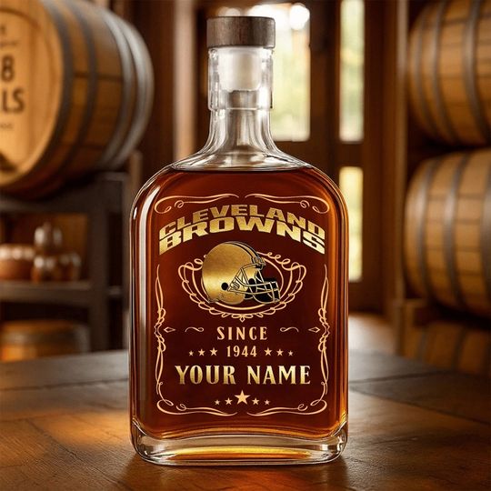 Cleveland Browns Whiskey Bottle Father’s Day, Gift For Dad, Grandpa, Football Lover