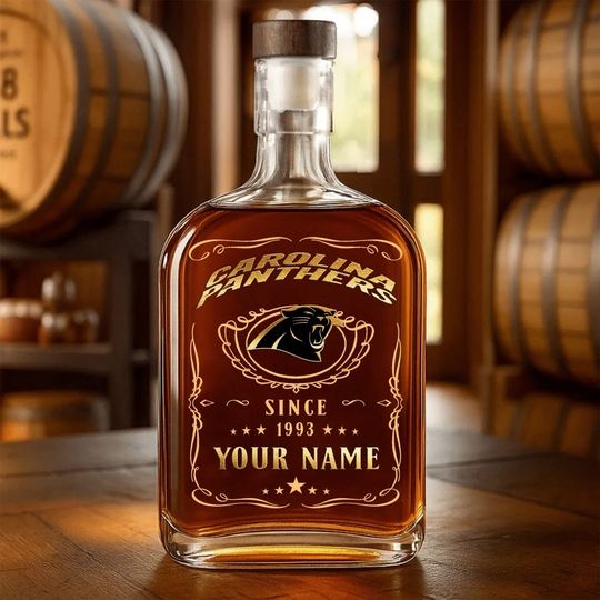 Carolina Panthers Whiskey Bottle Father’s Day, Gift For Dad, Grandpa, Football Lover