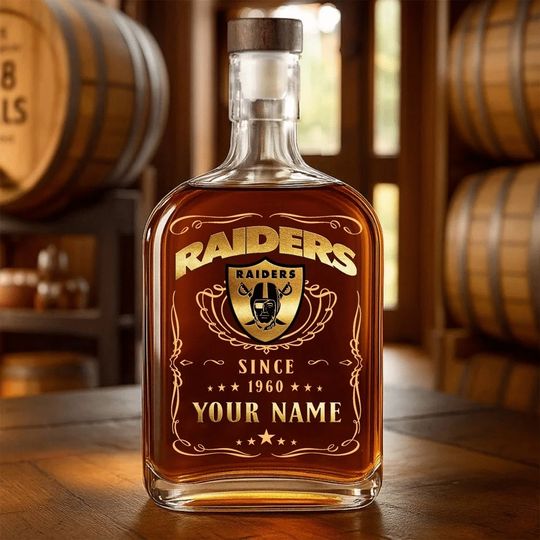 Las Vegas Raiders Whiskey Bottle Father’s Day, Gift For Dad, Grandpa, Football Lover