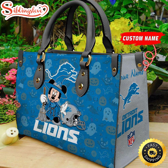 Custom Name football Detroit Lions Minnie Mouse Sport Women Handbag
