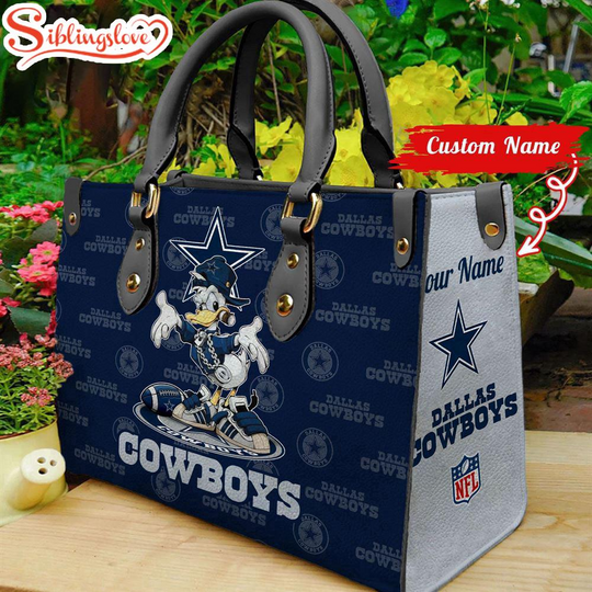 Custom Name football Dallas Cowboys Donald Duck Leather Handbag For Fans