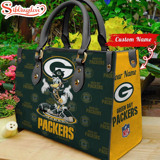 Custom Name football Green Bay Packers Donald Duck Leather Handbag For Fans