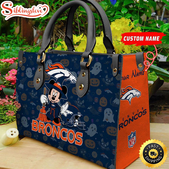 Custom Name football Denver Broncos Minnie Mouse Sport Women Handbag