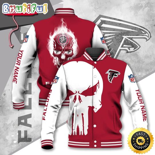 Atlanta Falcons Baseball Jacket Skull Print Jacket