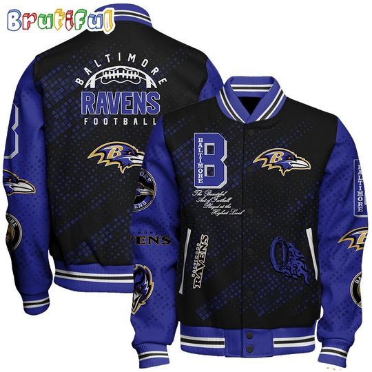 Baltimore Ravens Baseball Jacket Print Logo Team Football Jacket