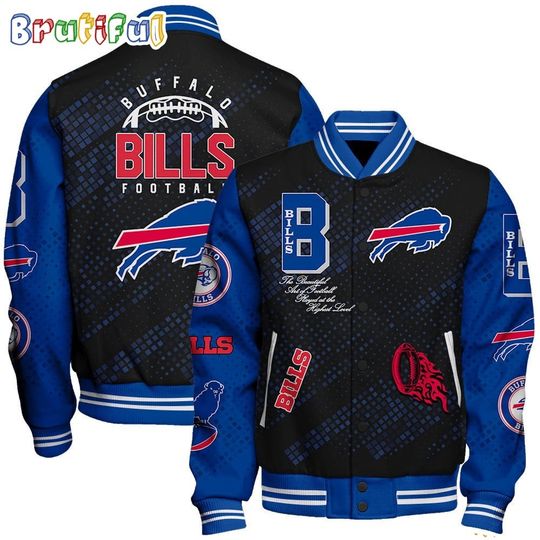 Buffalo Bills Baseball Jacket Print Logo Team Football Jacket