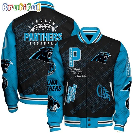 Carolina Panthers Baseball Jacket Print Logo Team Football Jacket