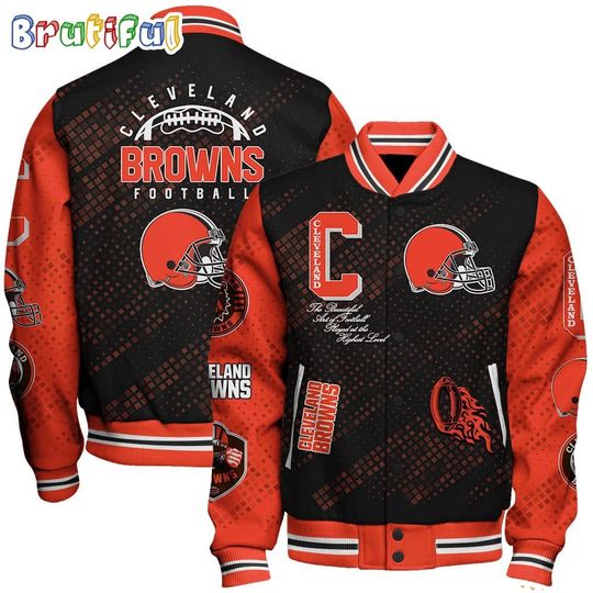 Cleveland Browns Baseball Jacket Print Logo Team Football Jacket