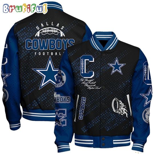 Dallas Cowboys Baseball Jacket Print Logo Team Football Jacket