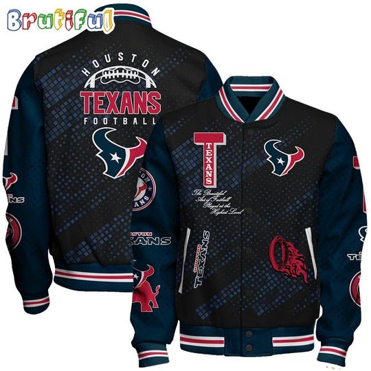 Houston Texans Baseball Jacket Print Logo Team Football Jacket