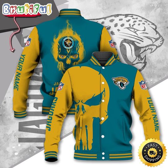 Jacksonville Jaguars Baseball Jacket Skull Print Jacket