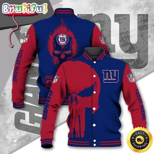 New York Giants Baseball Jacket Skull Print Jacket