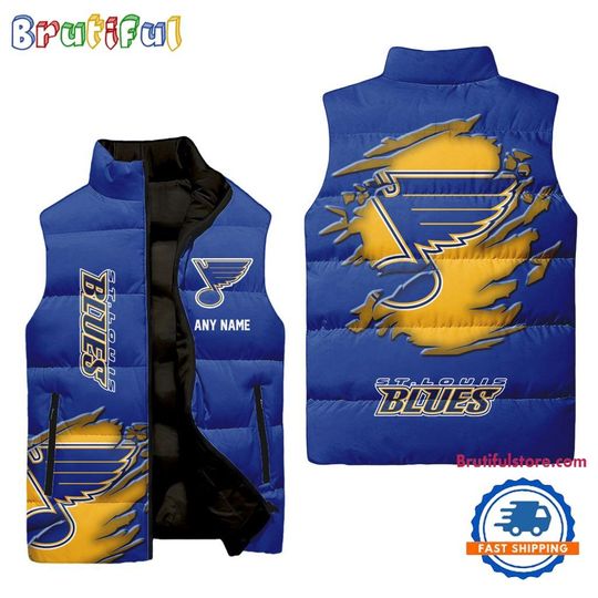 St. Louis Blues Personalized Hockey Logo Team Sleeveless Puffer Jacket