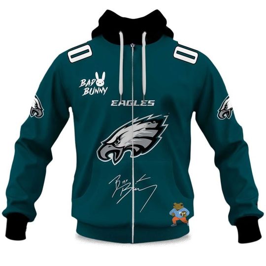 Personalized Eagles Bad Bunny Bowl LX 2025 2026 Zipper Hoodie