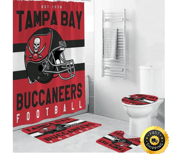 Tampa Bay Buccaneers Shower Curtain Football Team Helmet Shower Curtain Sets
