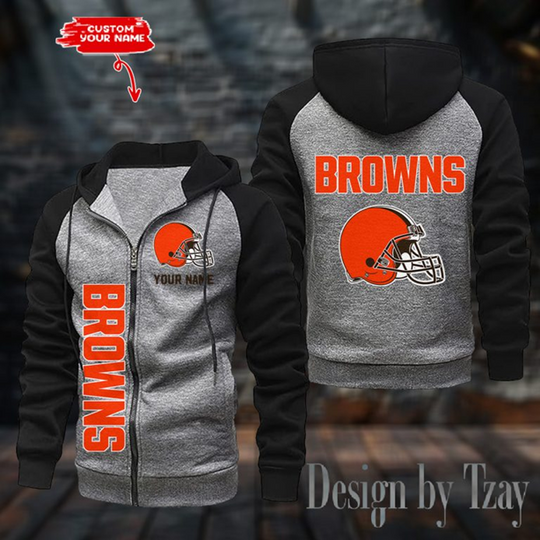 Cleveland Browns Raglan Zip Hoodie, Football Lover Gift, Game Day