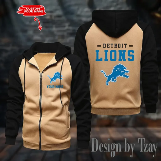 Detroit Lions Raglan Zip Hoodie, Football Lover Gift, Game Day