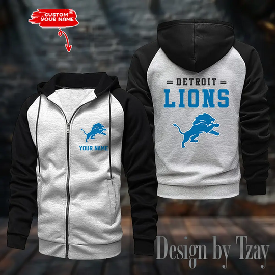 Detroit Lions Raglan Zip Hoodie, Football Lover Gift, Game Day