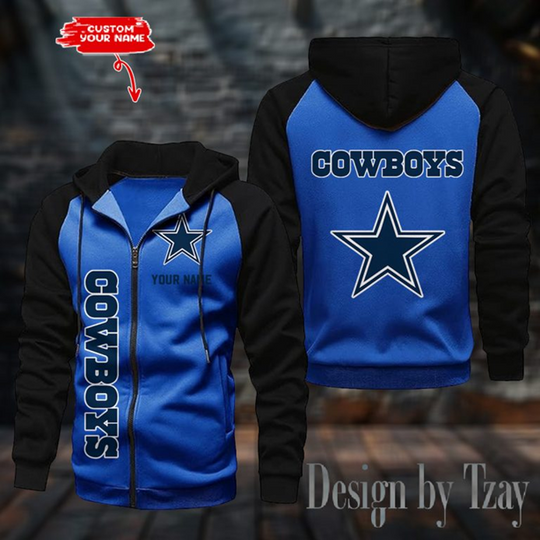 Dallas Cowboys Raglan Zip Hoodie, Football Lover Gift, Game Day