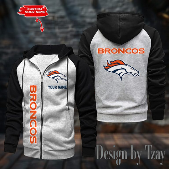 Broncos Raglan Zip Hoodie, Football Lover Gift, Game Day