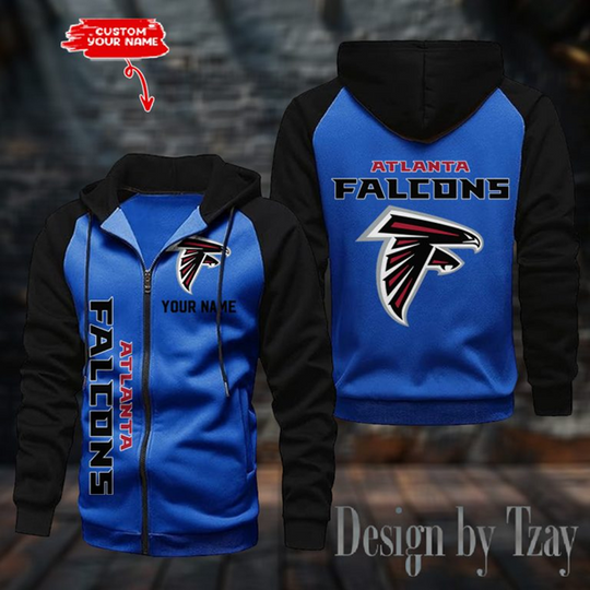 Atlanta Falcons Raglan Zip Hoodie, Football Lover Gift, Game Day
